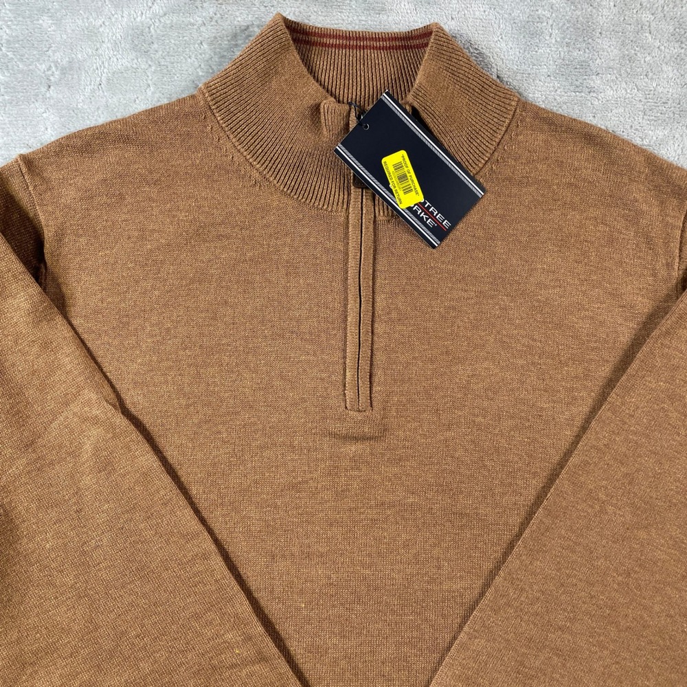 Roundtree Yorke 1/4 Zip Pullover Sweater Mens Medium Brown Office Minimalist - Picture 4 of 11